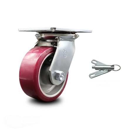 5 Inch Heavy Duty Poly On Aluminum Caster With Roller Bearing And Swivel Lock